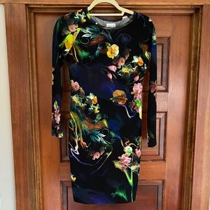 Clove Faux Velvet Floral Mini Dress